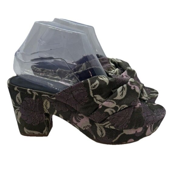 Rebecca Minkoff Jaden Platform Sandal 8.5 Jacquard Floral Slide Metallic Multi - Picture 1 of 7